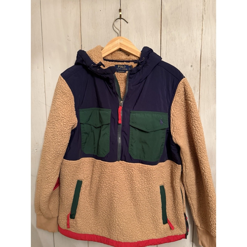 POLO RALPH LAUREN Mens 1/2 Zip ColorBlock Hybrid Hi Pile Fleece Pullover Sz M - Picture 7 of 13
